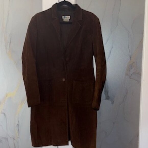 Long Brown Suede Jacket Coat - Picture 2 of 10